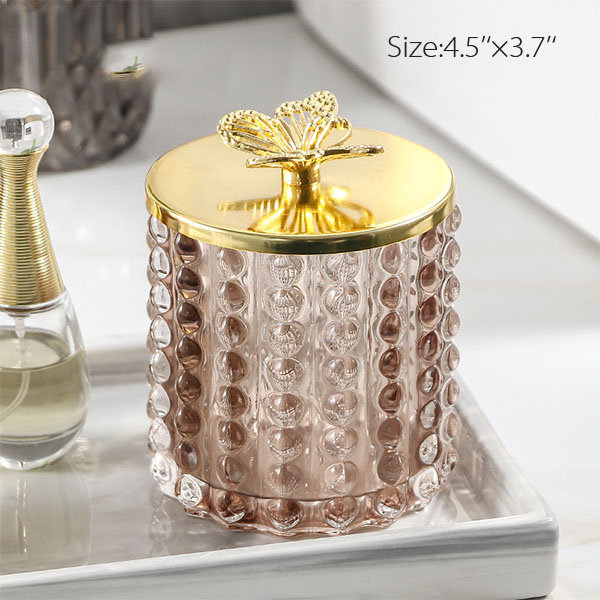 Glass Storage Jar - Butterfly On Top - Elegant Organizer - ApolloBox