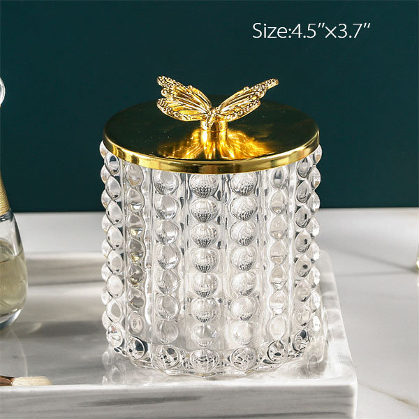 Glass Storage Jar - Butterfly On Top - Elegant Organizer - ApolloBox