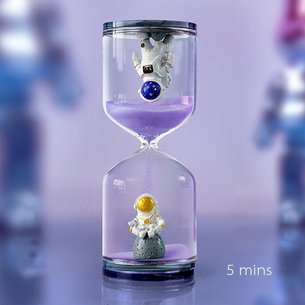 Astronaut Sand Timers - Glass - Resin - Purple - Green - ApolloBox