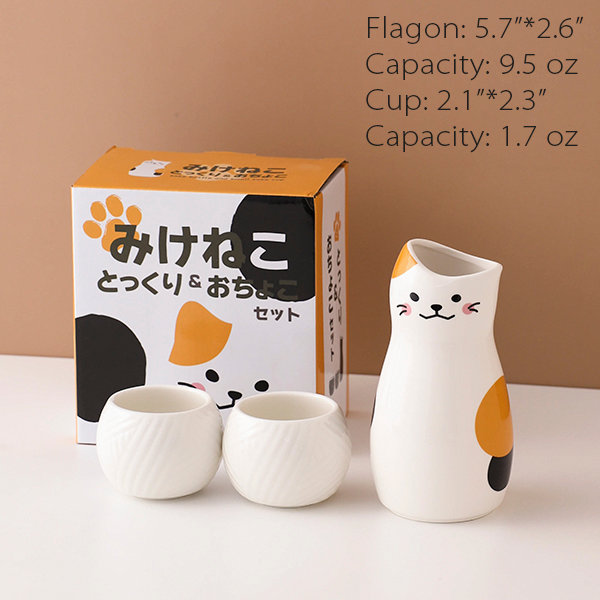 Ceramic Cat Sake Set
