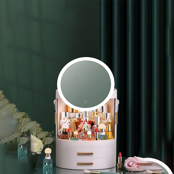 Makeup Storage Box with Mirror