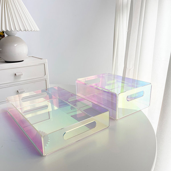 Modern Acrylic Tissue Box Desk Organizer with Storage Drawer