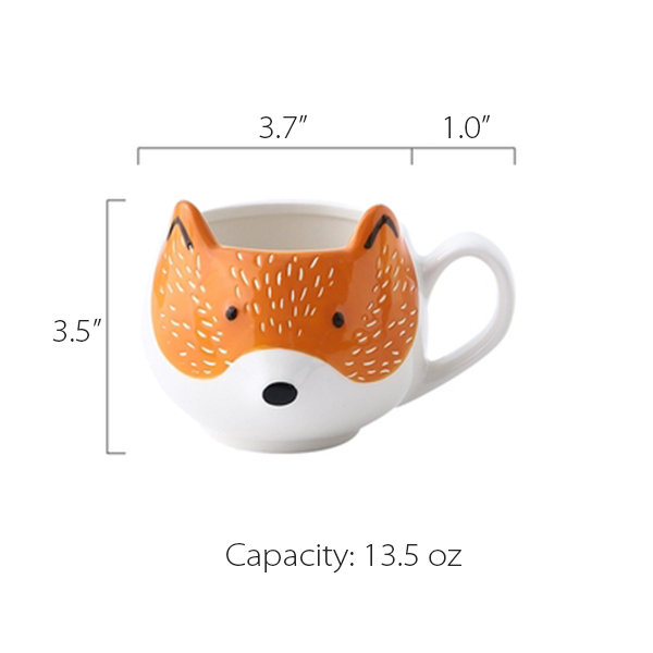 Fox Ceramic Mug - Fox Tail Handle - Coffee Cup from Apollo Box