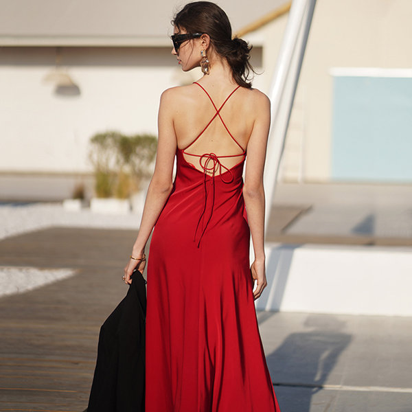 Red Slik Slip Dress - ApolloBox