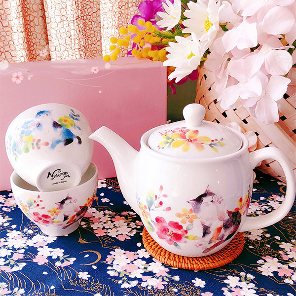 6Pcs Tea Pot Set, Brass Orchid Pattern Delicate Vintage Tea Cup Kit Modern  Tea Set for Living Room Office