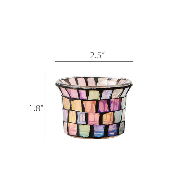 Mosaic Art Glass Candle Holder - 3 Colors Available
