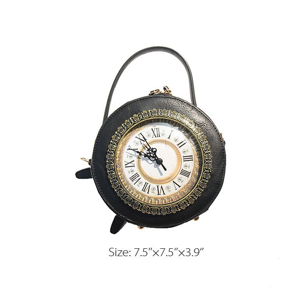 Vintage Clock Themed Bag - Spacious Interior - 2 Colors To Pick - ApolloBox