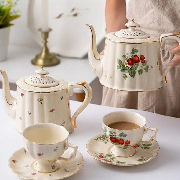 Vintage Embossed Flower Tea Set - Glass - 2 Styles Available from Apollo Box