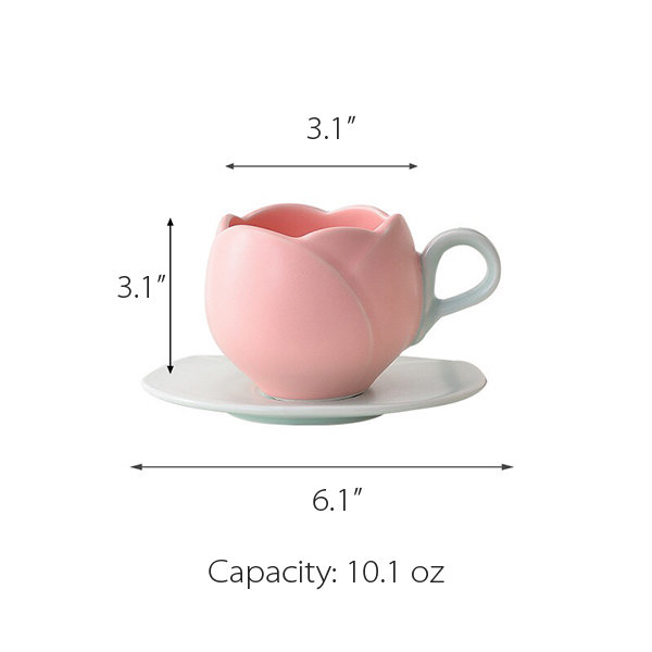 Pretty Tulip Mug And Saucer - Ceramic Drinkware - 3 Colors Available ...