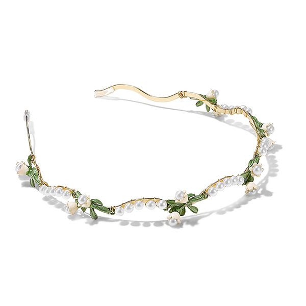 Lily Of The Valley Headband - Faux Pearls - Elegant - ApolloBox