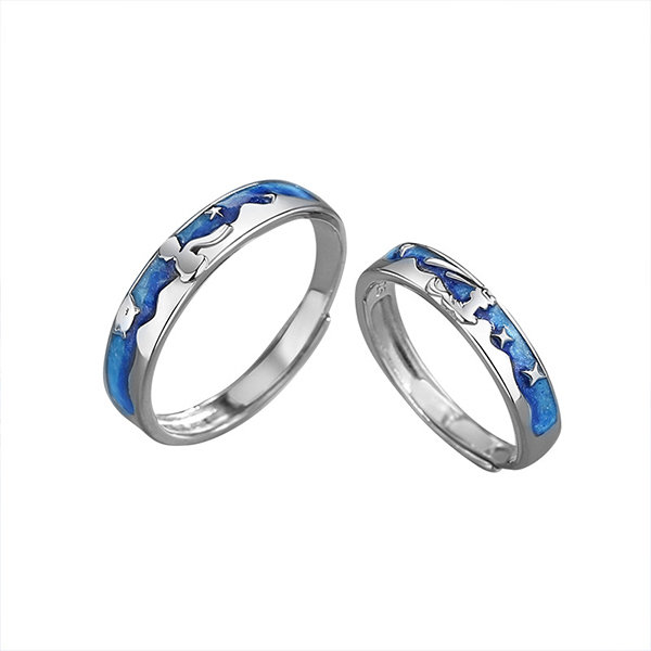 Adjustable Silver Men's & Women's Best Couple Ring Set for Lovers Valentine  Romantic Gift Metal Ring Set