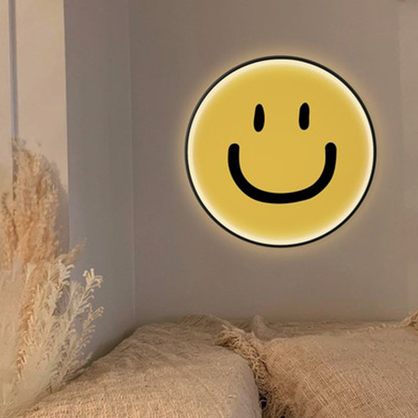 Fun Bright Yellow Pink O on sale X Eye Smiley Face LED Night Light Room Wall Decor