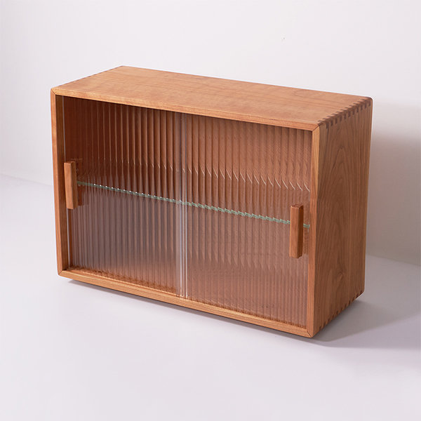 Japanese Style Bedside Storage Cabinet - Cherry Wood - Stainless Steel -  ApolloBox