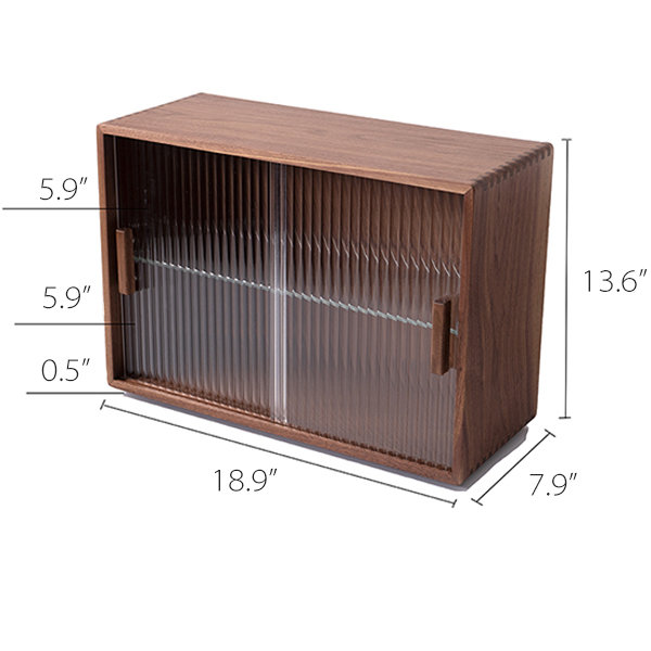 Japanese Style Bedside Storage Cabinet - Cherry Wood - Stainless Steel -  ApolloBox