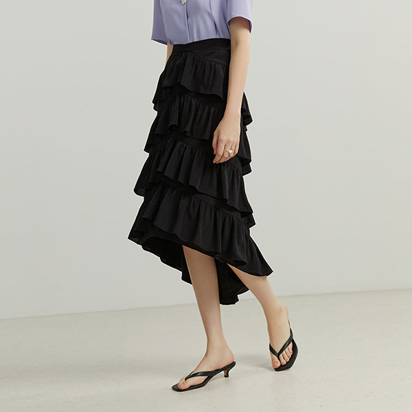 Layered ruffle 2024 hem skirt