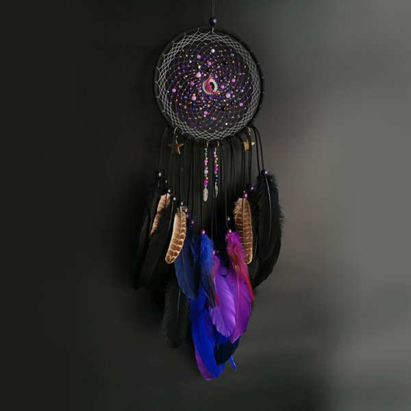 Handmade Green Dream Catcher - Hanging Decoration - Feather Obsidian Wood  from Apollo Box