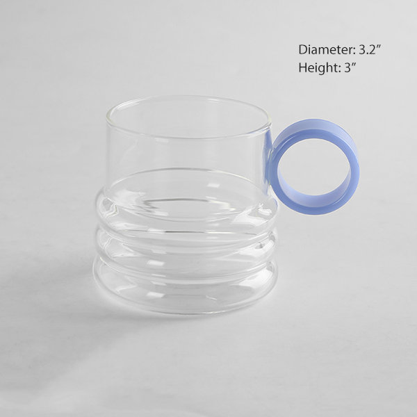 Clear Square Glass Cup with Colorful Handle