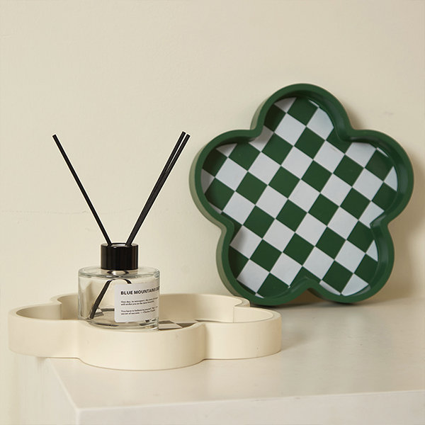 Checkered Flower All-Purpose Metal Tray