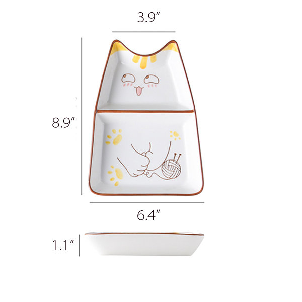 Cute Cat Kid Tableware - Ceramic - 2 Section - 3 Styles Available