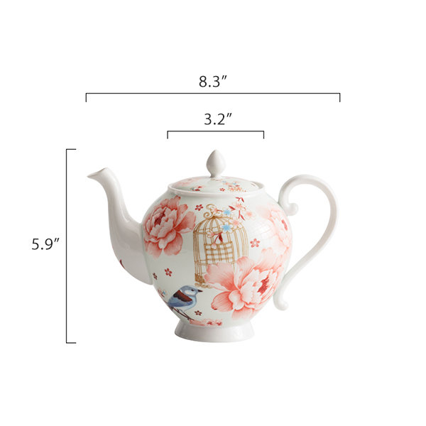 Pretty Floral Tea Pot - Bone China - Elegant Coffee Pot - ApolloBox