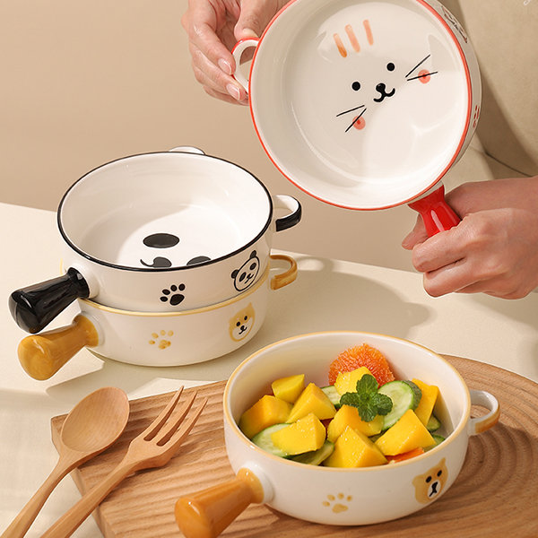 Cute Animal Knob Ceramic Cookware