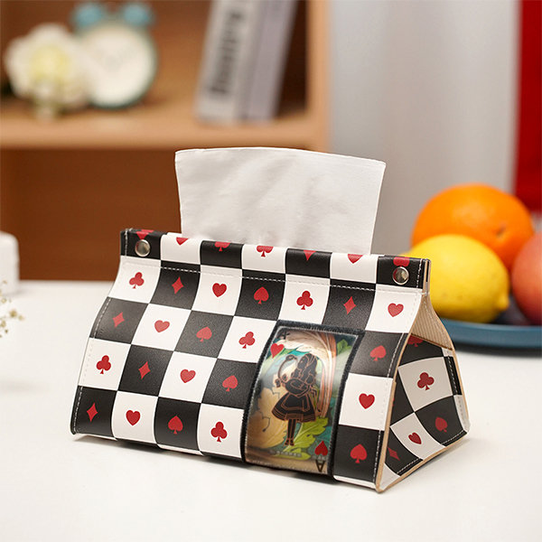 Nordic-Inspired Tissue Box Cover - PU Leather - Red - Black - 4 Colors -  ApolloBox