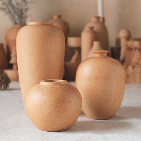 Solid Wood Vase - For Dried Flowers - 3 Styles Available