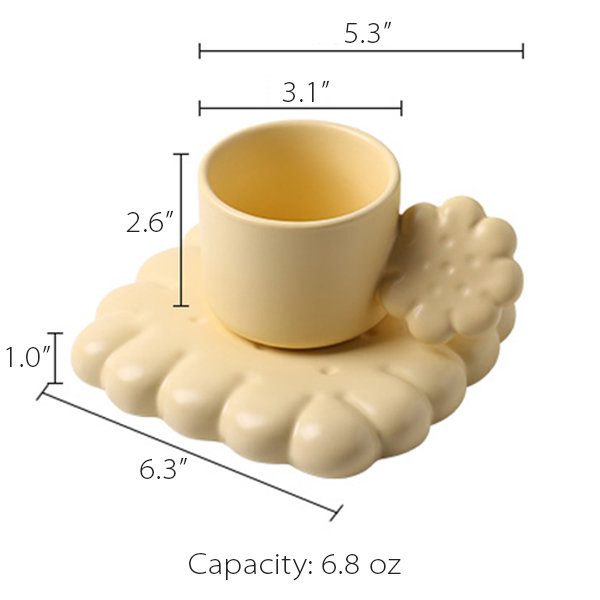 Cookie Themed Cup And Saucer - Cute Design - 4 Colors