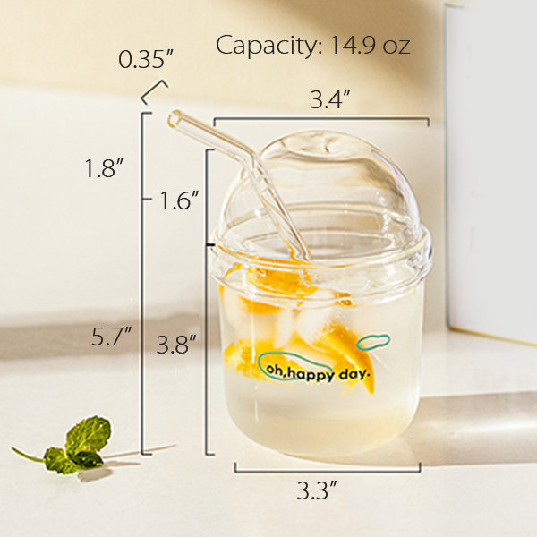 Eco Friendly Glass Tumbler - Transparent - Lid and Straw Design - ApolloBox