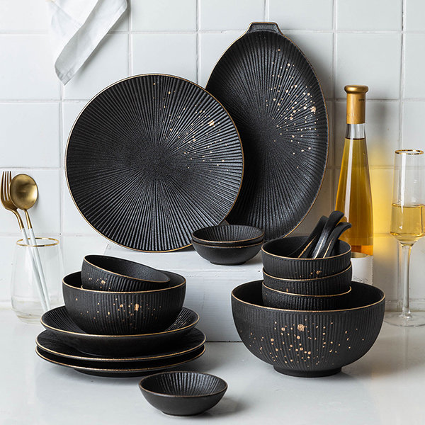 Savannan Kitchen Dish Cloths, Abstract Marble Black Gray Gold
