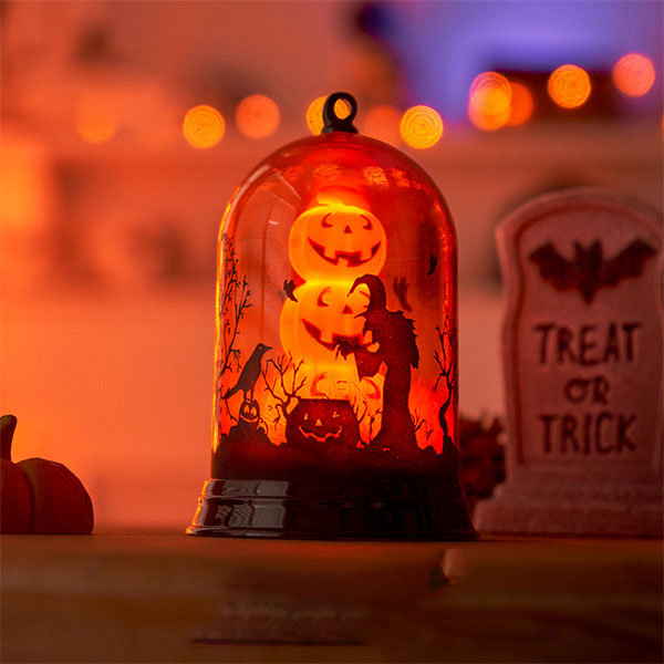 Glowing Pumpkin Ornament - With Glass Shade - Halloween Decor