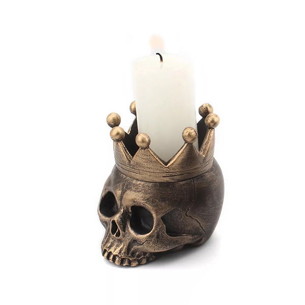 Skull Candle Holder - Halloween Ornament - 2 Colors