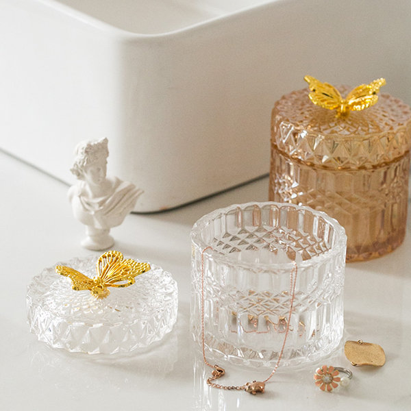 Glass Storage Jar - Butterfly On Top - Elegant Organizer - ApolloBox