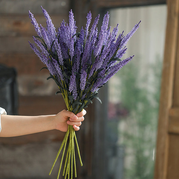 Bouquet di simulazione in plastica alla lavanda artificiale da 6 pezzi,  bouquet di cespugli falsi resistenti ai raggi UV (rosso)