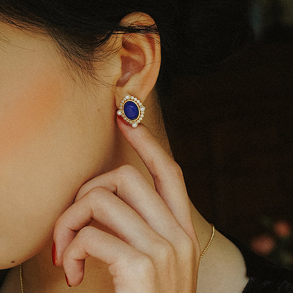 Lapis lazuli store earrings gold