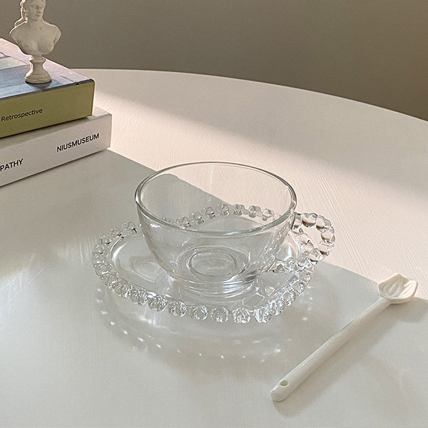 Delicate Pretty Glass Cup And Saucer from Apollo Box