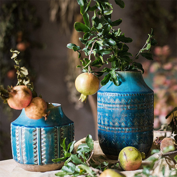 Decorative Rustic Blue Vase - 3 Sizes - Great For Displays