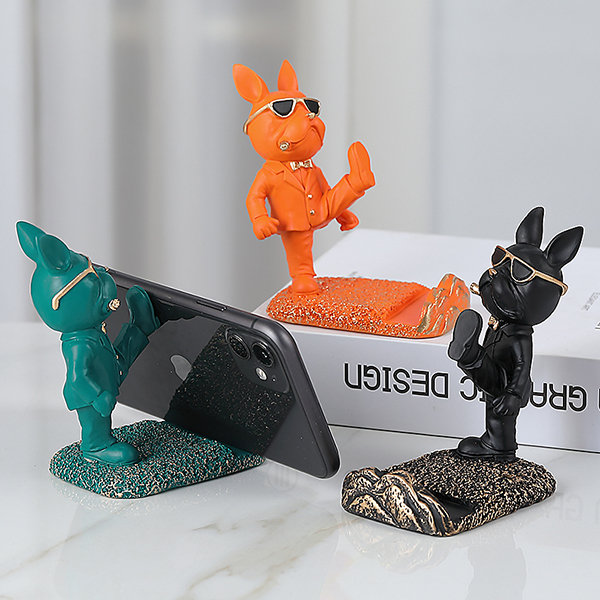 Cute Bulldog Phone Stand - Resin - Three Colors Available - ApolloBox