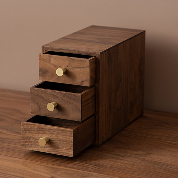 Desktop Organizer Box - Black Walnut Wood - ApolloBox