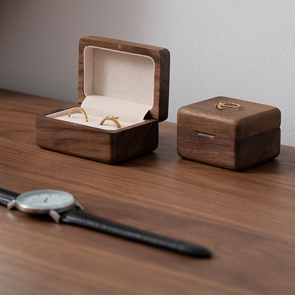 Black Walnut Wood Jewelry Box Japanese Solid Wooden Watch Necklace