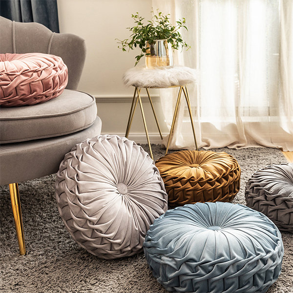 European Style Round Cushion - Plush and Polypropylene - 6 Colors ...