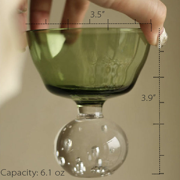 Unique Green Glass Drinkware - Cup And Goblet - 11.8 oz Capacity - ApolloBox