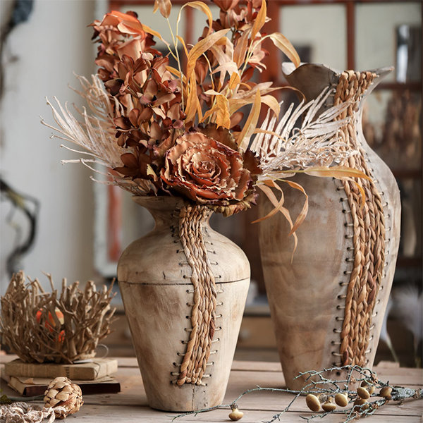 Handmade Rustic Vase - Willow Wood - Bullrush - 2 Styles 