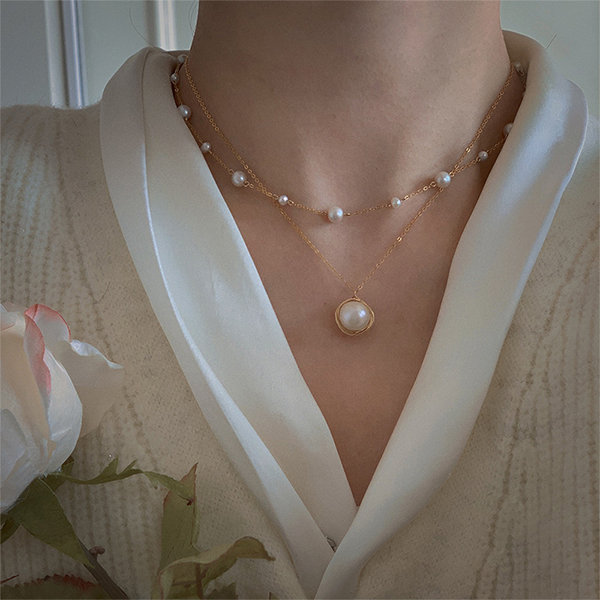 Very Long Knotted Faux Pearl Necklace(s)