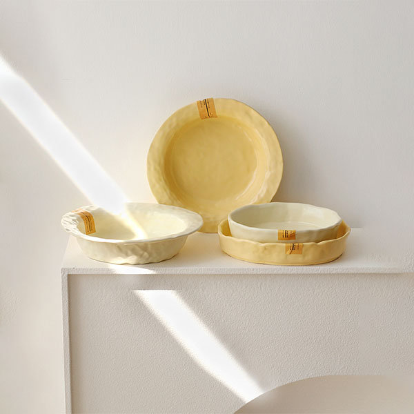 Ceramic Baking Dishes - Yellow - White - Microwave Safe - Oven Safe -  ApolloBox