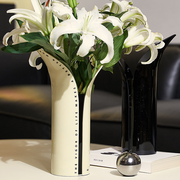 Modern Acrylic Vase - Black And White
