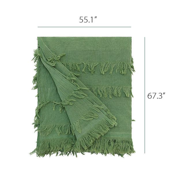 Green Throw Blanket Lightweight Cotton Great Summer Option