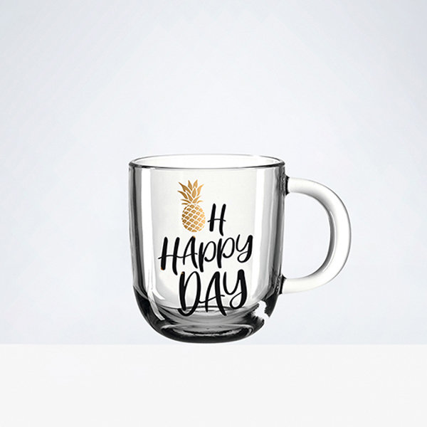 Glass Cup | Cute Glass Cup | Happy Quote | Iced Coffee Glass | Soda Can  Glass | Beer Can Glass | Aesthetic Glass Cup | Cup Of Happy Glass