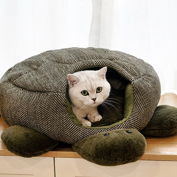 Tortoise Shaped Cat Bed - Plush - Detachable And Washable - ApolloBox