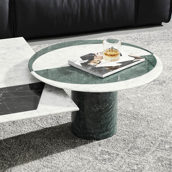 Luxurious Marble Round Side Table - Iron - ApolloBox